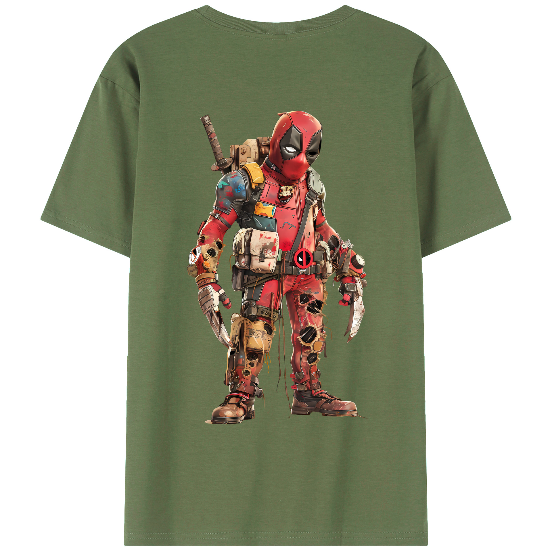 （画像用） Deadpool デッドプール 綿100％ メンズ半袖Tシャツ（バックプリント） 通気性